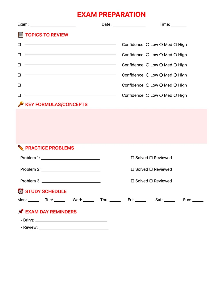 Study Guide Template template preview