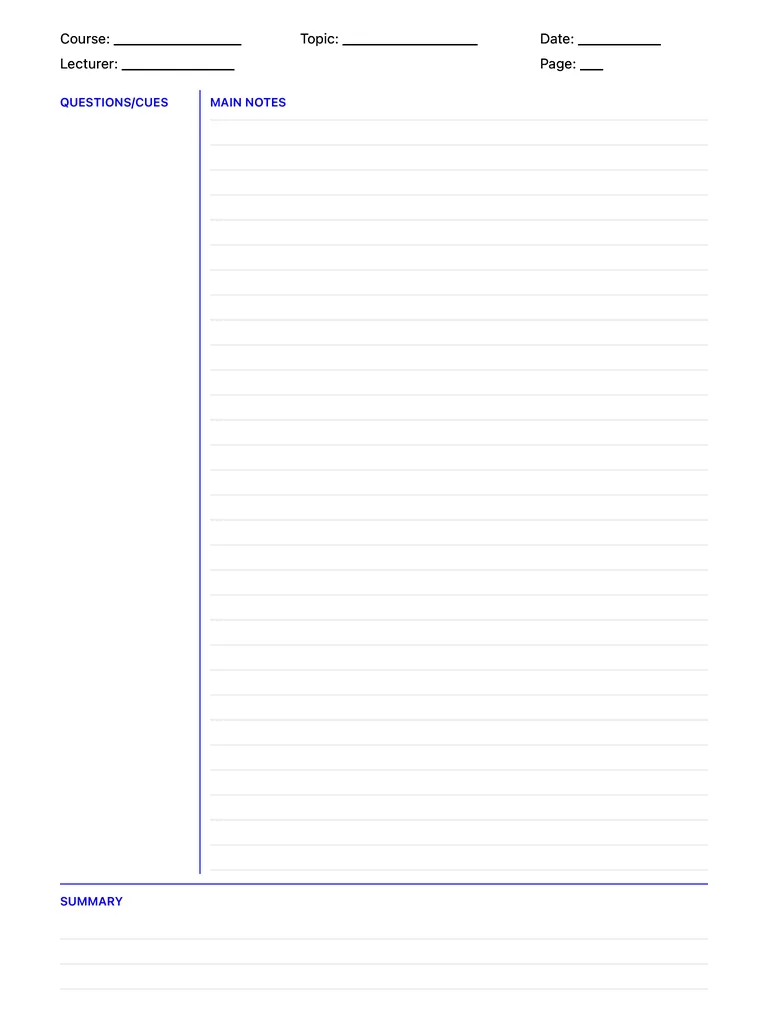 Lecture Notes Template template preview