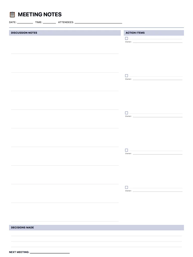 Meeting Notes Template template preview