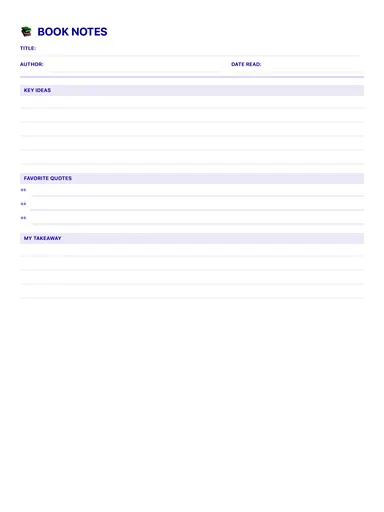 Book Notes Template preview